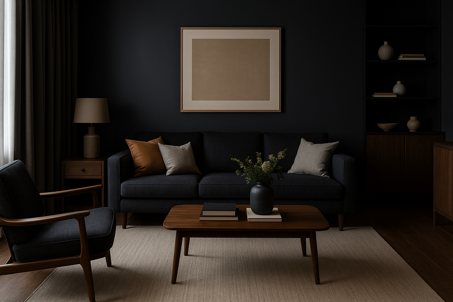Stylish living area with tailored furniture