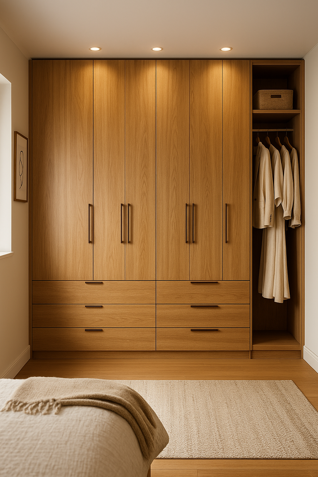 Custom wardrobe with sliding doors and organizers