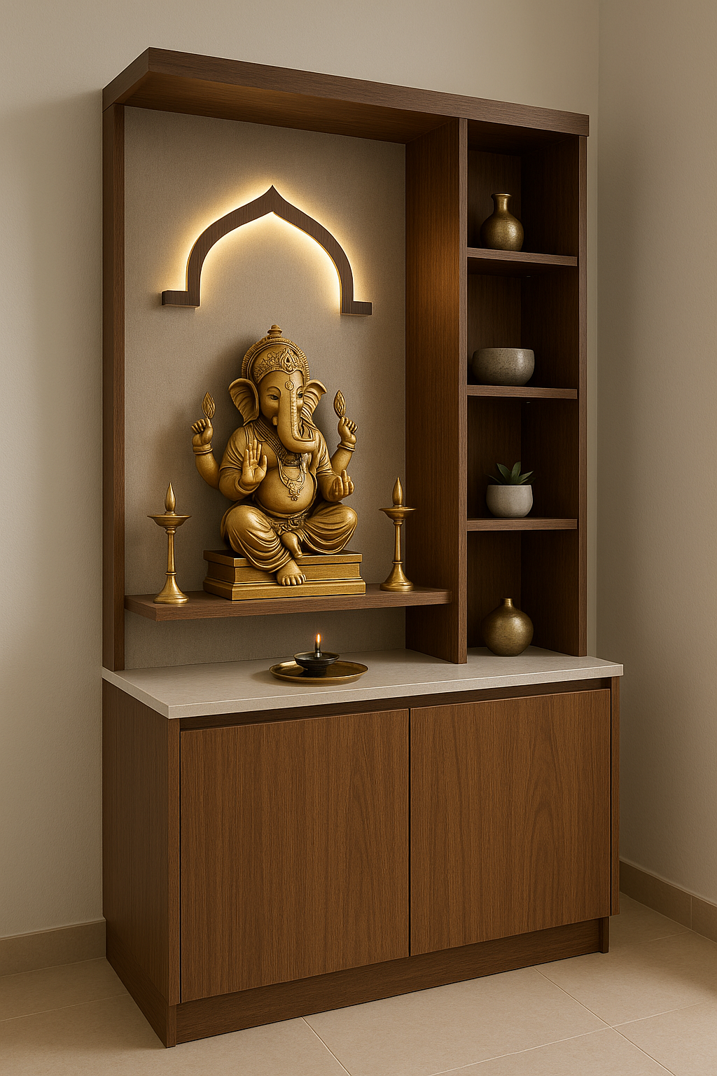 Compact Modern Pooja Unit